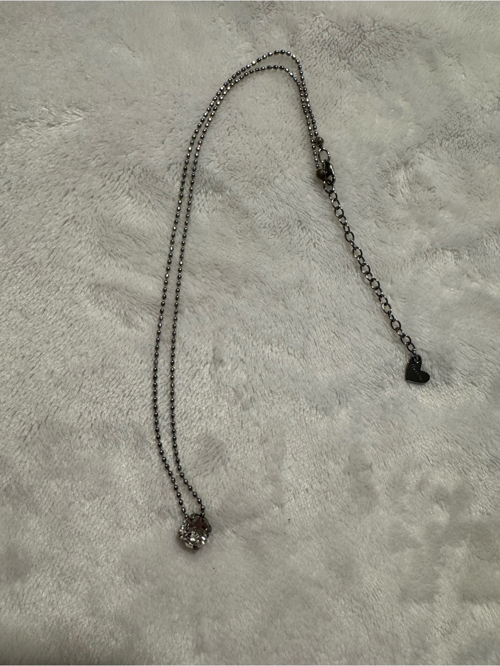 Sabika Black-Tone Necklace with Clear Crystal Pendant